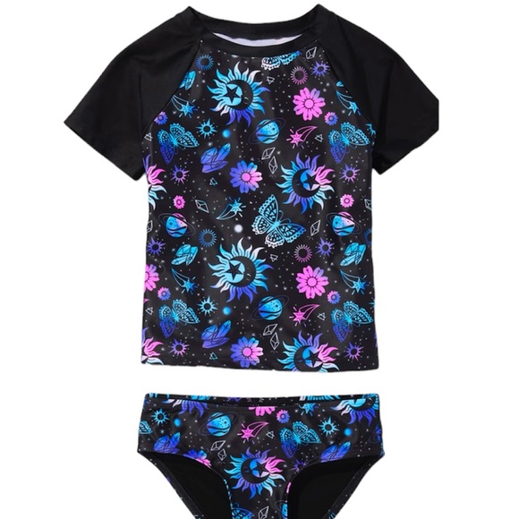 Mystic Galaxy Rashguard Swimsuit NWT L 12-14 Plus - Picture 1 of 8